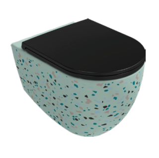 Подвесной унитаз Isvea Infinity 10NF02001SV-2T-TRZ безободковый крышка микролифт мятно-зелёный матовый Terrazzo